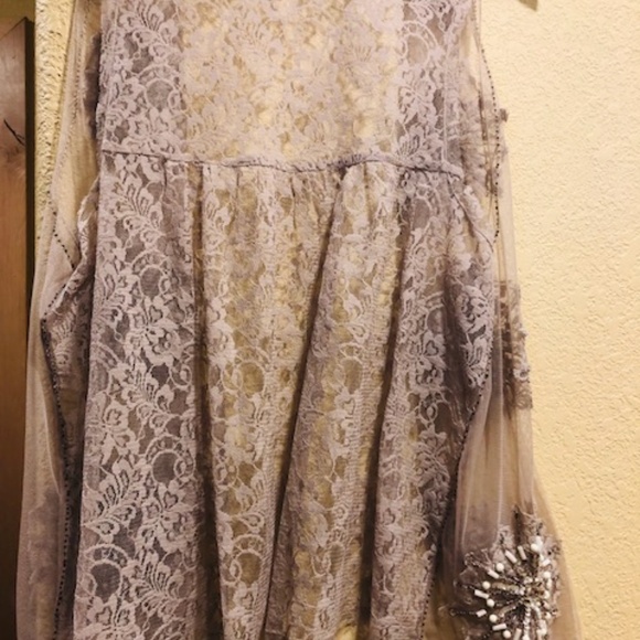 Vintage beaded & lace vest beige no tags - Picture 4 of 7